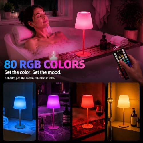 EZVALO Spa-Like RGB Shower Lamp – Waterproof Bathroom Lamp with Remote, Rechargeable Cordless Mood Light, 3 Color Temps & 80 RGB Colors for Relaxing Bathroom & Bathtub Experience (1 Pack) - Image 4