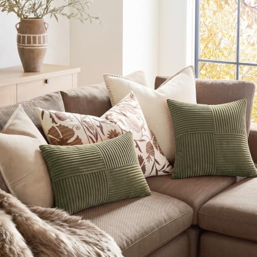 Fancy Homi 2 Packs Olive Green Decorative Throw Pillow Covers 18x18 Inch - Image 5