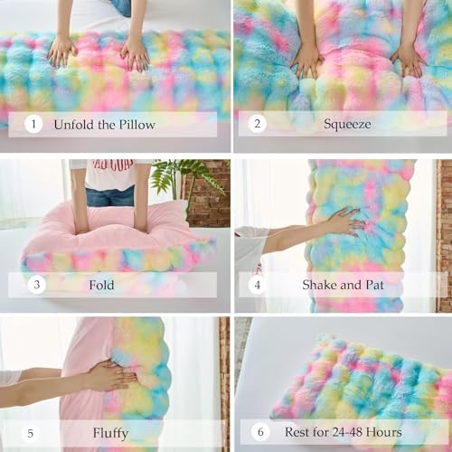 20"x54"Luxury Shaggy Faux Fur Body Pillow Cover, Bubble Fluffy Plush Bed Body - Image 7