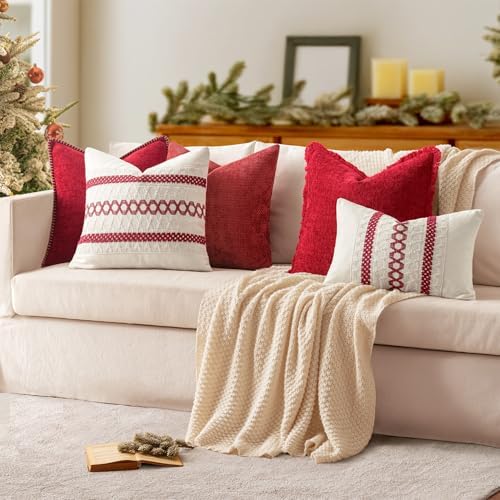 MIULEE Decorative Couch Throw Pillow Covers 20x20 Inch Red 2 Pack - Image 5