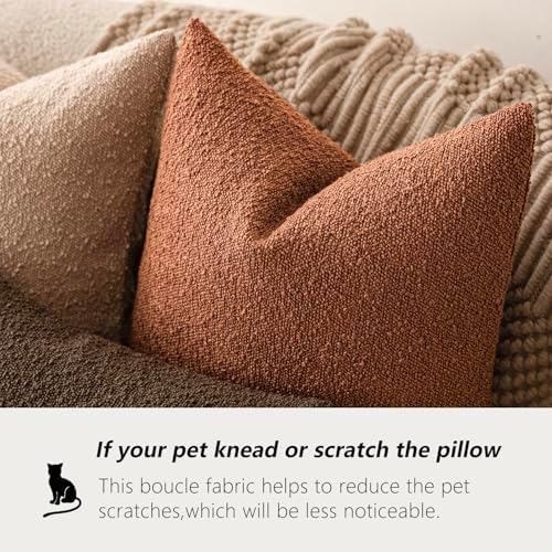 Foindtower Decorative Textured Boucle Throw Pillow Cover 20x20 Burnt Orange - Image 4