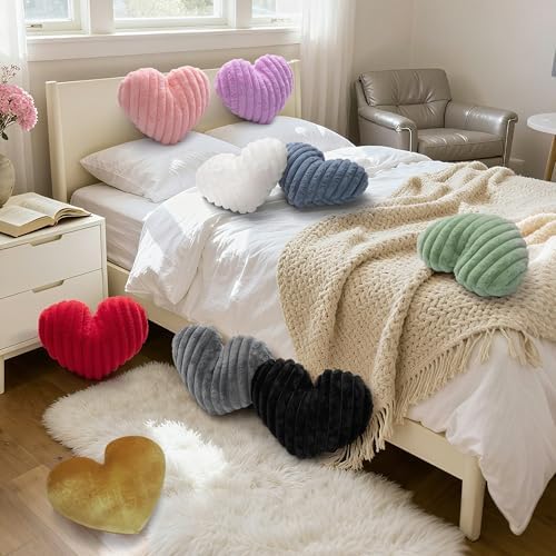 16 Inch Heart Pillow Cute Soft Decorative Throw Pillows, Heart Shaped Fluffy - Image 5