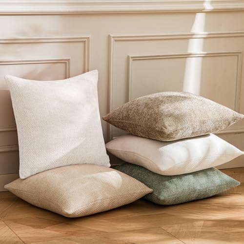 a moment Christmas White Chenille Throw Pillow Covers 18x18 Inch Pack of 2 - Image 3