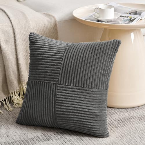 Fancy Homi 2 Packs Dark Gray Decorative Throw Pillow Covers 20x20 Inch - Image 2