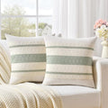 Fancy Homi Set of 2 Sage Green Boho Decorative Throw Pillow Covers 22x22 Inch by Fancy+Homi