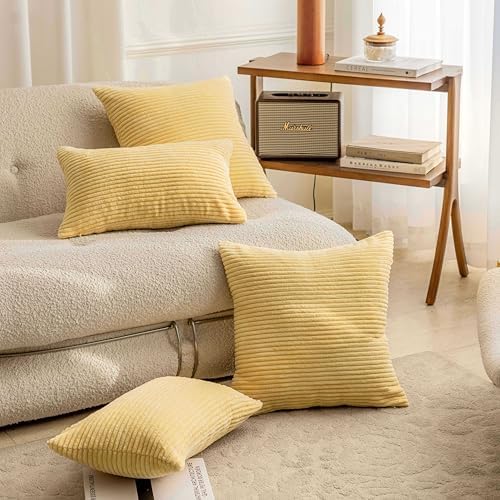 Home Brilliant Super Soft Corduroy Decorative Summer Pillow Covers 20x20 Throw - Image 2