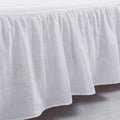 MEADOW PARK Washed French Linen Bed Skirt, Dust Ruffl, Twin Size 39" W x 75" L, Drop 16", Super Soft, Ruffle Style, White Color