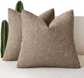 Foindtower Decorative Textured Boucle Throw Pillow Covers 24x24 Light Brown by Foindtower