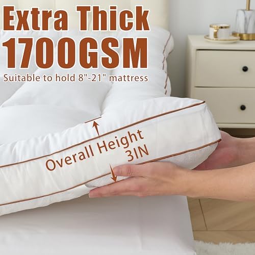 WhatsBedding 3 Inch Memory Foam Mattress Topper, 1700 GSM - Image 4