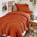HYMOKEGE Burnt Orange Twin XL Comforter Set Seersucker 5 Pieces, All Season by HYMOKEGE