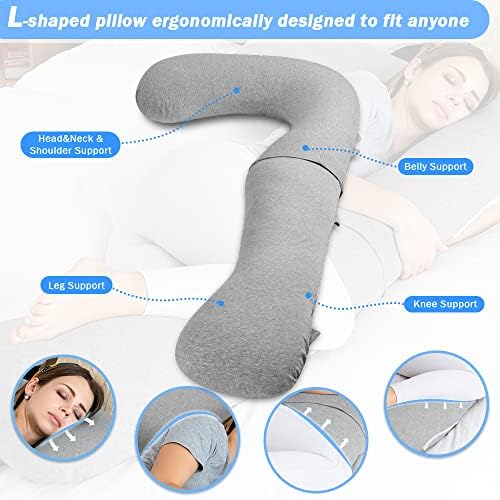 INSEN Pregnancy Pillow for Sleeping, L Shaped Body Pillow for Side Sleeping - Image 2