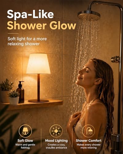 EZVALO Spa-Like Shower Lamp – IP65 Waterproof Bathroom Lamp, 4500mAh Rechargeable Cordless Mood Light, 3 Color Temps for Relaxing Bathroom & Bathtub Experience (2 Pack) - Image 3