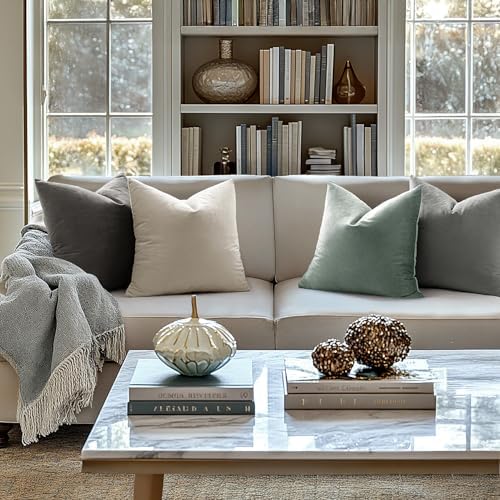 MIULEE Velvet Throw Pillow Covers 18x18 Inch Pack of 2 Aqua Haze - Image 2