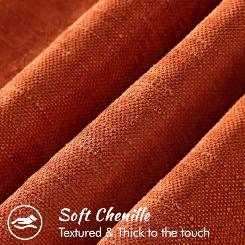 decorUhome Chenille Fall Throw Pillow Covers 16x16 Set of 2, Burnt Orange - Image 2