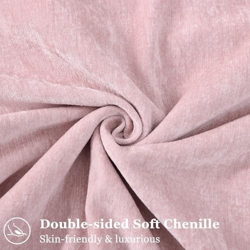 decorUhome Chenille Blush Pink Velvet Throw Pillow Covers 22x22 Set of 2 - Image 2