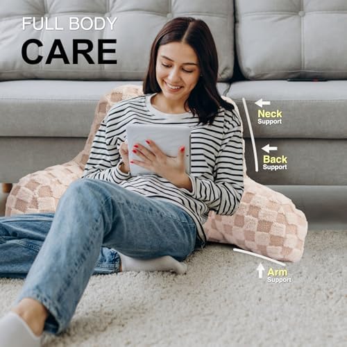 Aimuan Reading Pillow Checkered Bed Rest Wedge Backrest Checkerboard Pillow - Image 4
