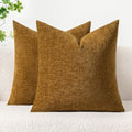 MIULEE Soft Chenille Throw Pillow Covers Mustard 18x18 Inch Pack of 2 by MIULEE