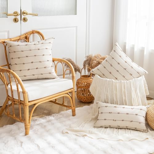 YEENAASY Boho Throw Pillow Covers 12x20 Set of 2 Farmhouse Pillow Cases - Image 4