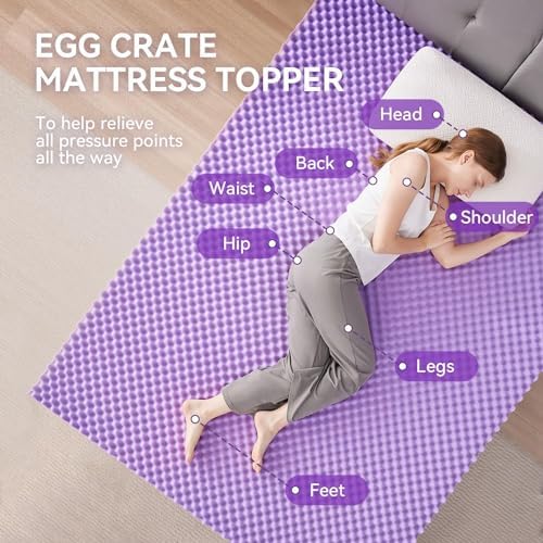 SINWEEK 2 Inch Egg Crate Cooling Gel Memory Foam Mattress Topper Full Size - Image 2