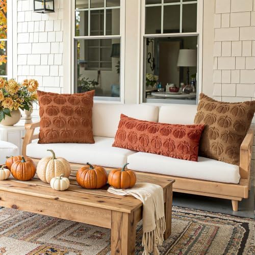 MIULEE Fall Pillow Covers Pumpkin Fall Decor 20x20 Brown - Image 5