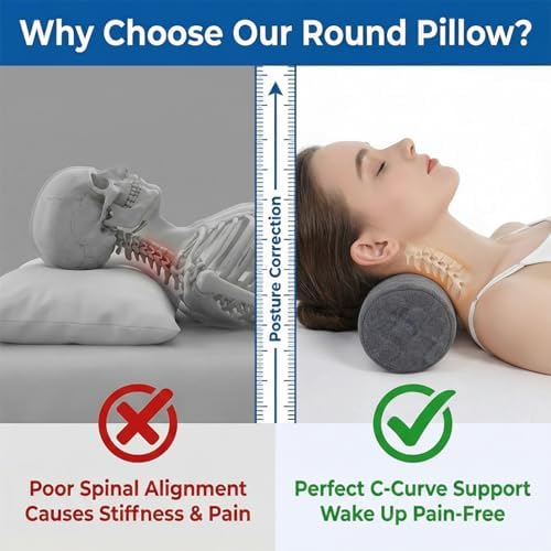 4.7" Small Neck Roll Memory Foam Pillow Cylinder, Detachable Cover - Image 4