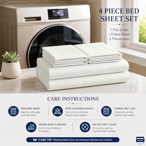 Cottingon 4 Piece Full Sheets Fits 16" Deep, Egyptian Cotton - Image 5