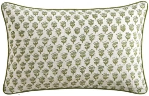 CPC Emerald Green Cotton Block Print Pillow Sham Cover, 12x20 Inch Floral by COTTONPRINTCLUB