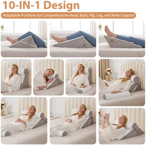 BIEEZZK 4PCS Wedge Pillow Set for After Surgery, Back Pillow for Bed Sitting up - Image 2