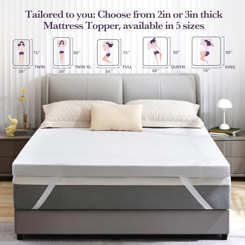 SINWEEK 2 Inch Gel Memory Foam Mattress Topper, Twin XL Size - Image 3