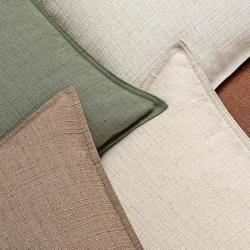 MIULEE Thick Textured Decorative Throw Pillow Covers 16x16 in Natural Linen - Image 3