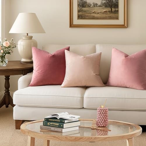 MIULEE Velvet Throw Pillow Covers 16x16 Inch Pack of 2 Dusty Pink - Image 2