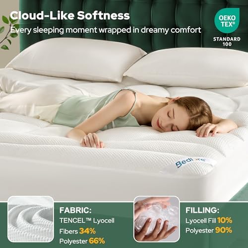 BEDLORE King Mattress Topper, Soft Tencel™ Blend Pillow Top Mattress Pad - Image 2