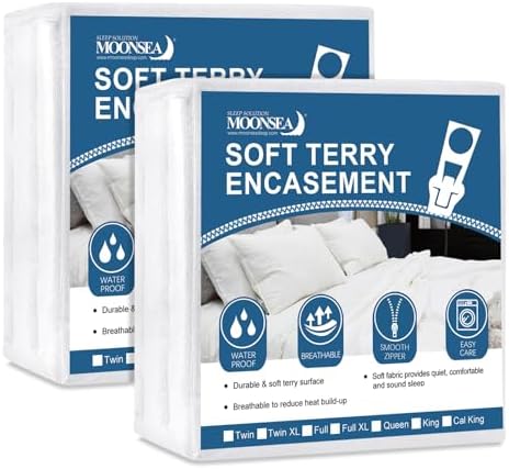 King Mattress Protector Zippered, Soft Terry Surface Mattress Encasement by Moonsea
