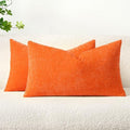 MIULEE Chenille Fall Lumbar Throw Pillow Covers Bright Orange 12x20 by MIULEE