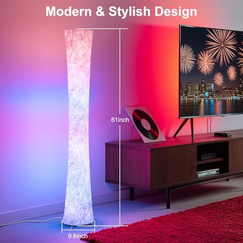 WORLD WIN 61'' RGB LED Corner Floor Lamp, Unique Hourglass Shade, Round - Image 2