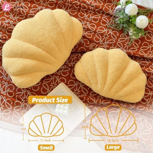 Lfsaaj Yellow Seashell Throw Pillows, Shell Shaped Throw Pillows, 13 Inch Soft - Image 3