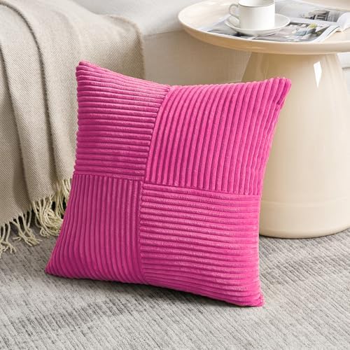 Fancy Homi 2 Packs Hot Pink Decorative Throw Pillow Covers 18x18 Inch - Image 2