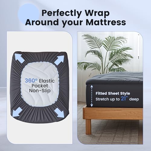 Waterproof Mattress Pad King, Quilted Fitted King Mattress Protector - Image 6