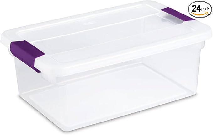 Sterilite 24-Pack ClearView Latch Box, Stackable Storage Organizer Bins for Home, 15 Quart