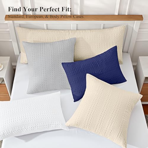 100% Coton Waffle Pillow Shams Standard Size Set of 2, Soft Aesthetic Pillow - Image 5