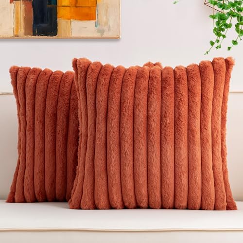 Aegero Pack of 2 Faux Fur Christmas Throw Pillow Covers 24x24 Inch by Unknown