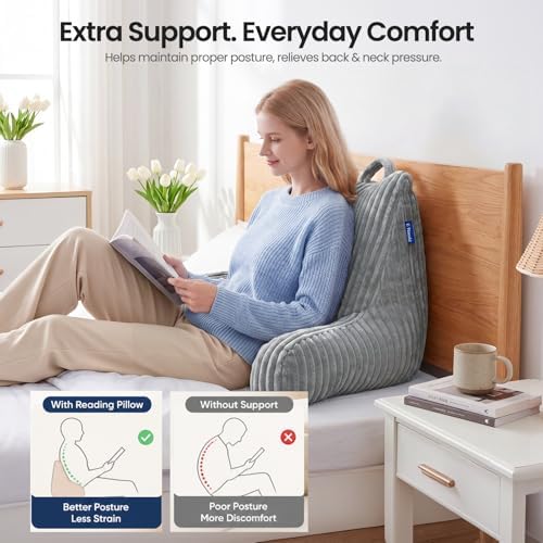 Reading Pillow for Sitting up in Bed, Adjustable Memory Foam Bed Rest Pillow - Image 3