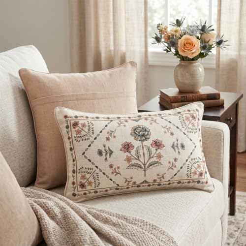ISAENNE Designer Vintage Linen Throw Pillow Cover - Image 2
