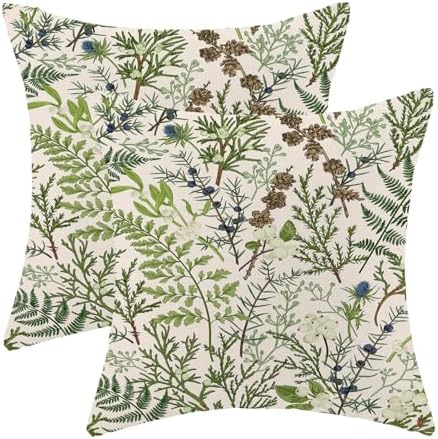 AEIOAE Spring Pillow Covers 22x22 Inch Set of 2, Vintage Sage Green Wild Flower by AEIOAE