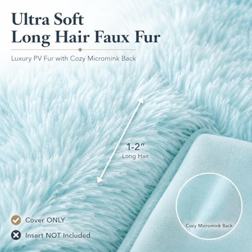REAFORT Long Hair Faux Fur Euro Sham Cover 26"x26", Hidden Zipper - Image 2