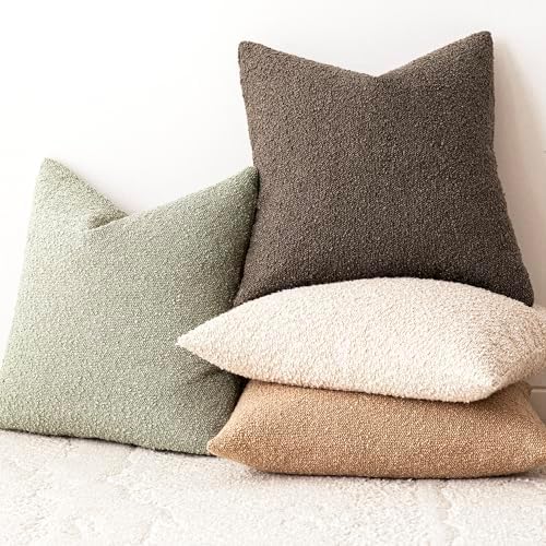 Foindtower Decorative Textured Boucle Throw Pillow Covers 24x24 Dusty Green - Image 6