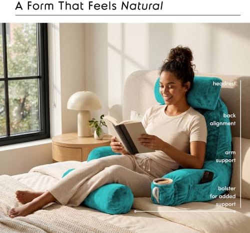 Nestl Reading Pillow with Shredded Memory Foam Includes 2 Neck and Lumber - Image 2