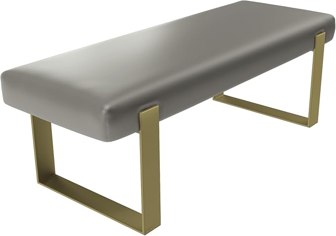 VANT Upholstered Bed Bench - Metallic Neutral Champagne - Burnished Brass - Contemporary Modern, Bedroom Bench Seat, Hallway, or Entryway