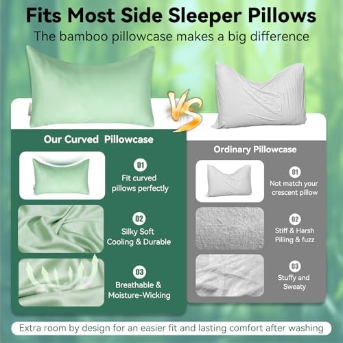 Cooling Curved Pillowcase for Side Sleeper Pillow - Image 2