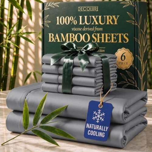 DECOLURE 100% Viscose Derived from Bamboo Sheets Queen Size by DECOLURE
